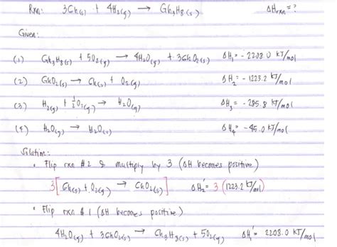 Solved Find The Enthalpy Of Reaction Hrxn For The Following