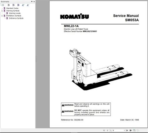 Komatsu Forklift Mwl A Operator Service Manual