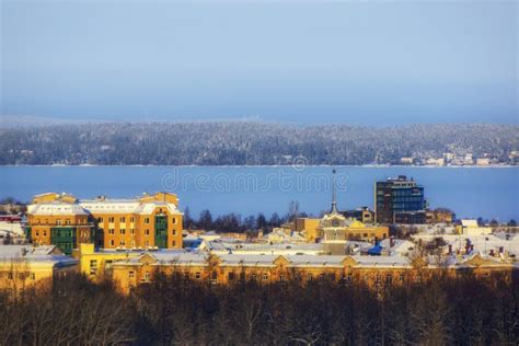 Downtown Lake City Buildings in Winter Day Stock Photo - Image of tower ...