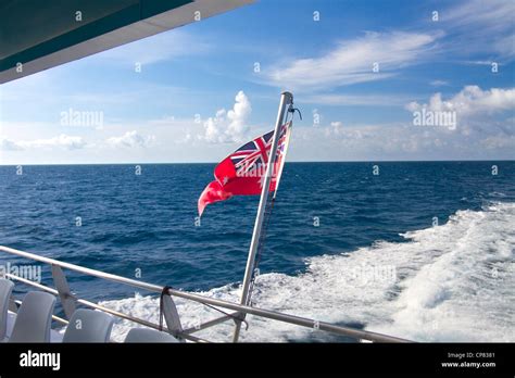 Australian Flag Flying At Stern Of A Tourist Boat Great Barrier Reef Queensland Australia