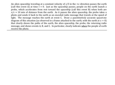 Solved An alien spaceship traveling at a constant velocity | Chegg.com 