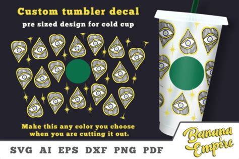 Evil Eyes 24oz Venti Cold Cups Wrap Graphic By Banana Empire Creative