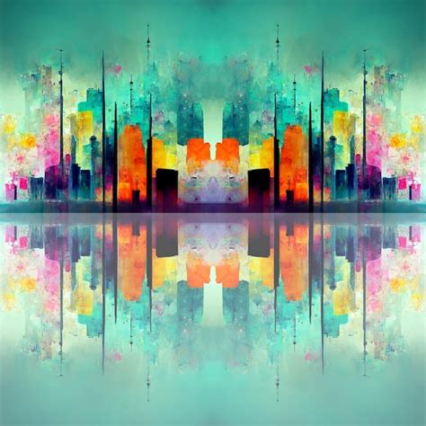 Abstrait Ville Eau Couleur Peinture Toile Paysage Urbain Fond Moderne