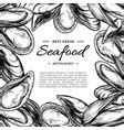 Seafood Hand Drawn Framed Royalty Free Vector Image