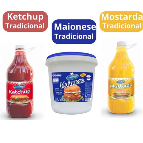 Kit Lanchonete Ketchup Tradicional 3KG Maionese Tradicional 2 8KG E