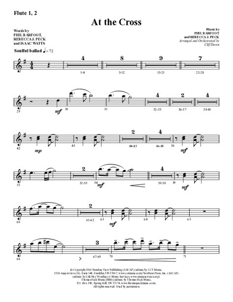 At The Cross Choral Anthem Satb Flute Sheet Music Pdf Lifeway Choral Arr Cliff Duren