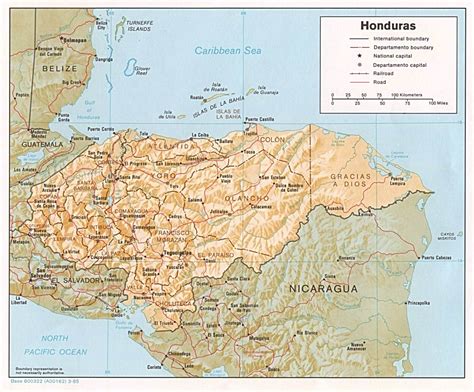 Map of Honduras Central America