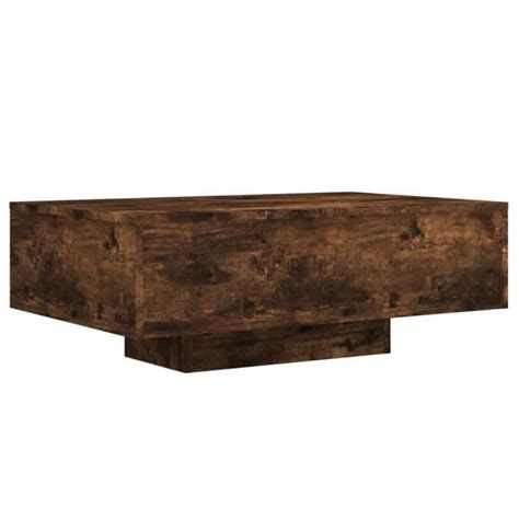 Mxzzand Table basse avec lumières LED chêne fumé 85x55x31 cm