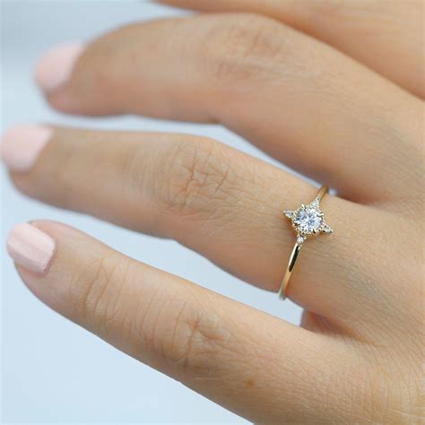 Engagement Ring Diamond Ring Dainty Engagement Ring Simple Etsy