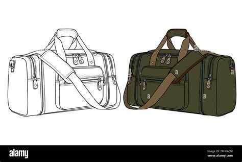 Duffle Bag Vector Illustration Bag Outline Template Fashion Flats