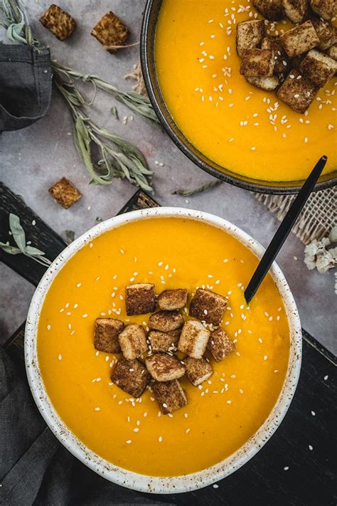 Carrot and Orange Soup - w/ Lentils & Cinnamon Croutons