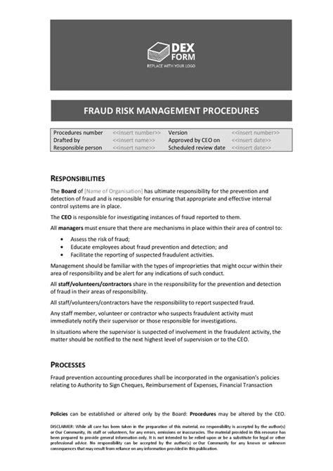 Fraud Risk Management Policy Template In Word And Pdf Formats Page 3 Of 5