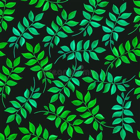 Floral Seamless Pattern With Green Leaves Stock Vector Illustration