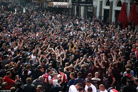 Shirtless Ajax Fan Climbs Scaffolding To Lead Chants In Central London