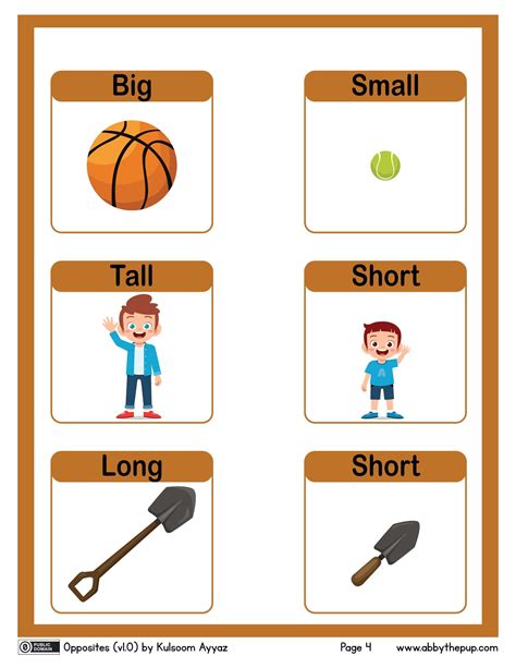 Bigsmall Tallshort Longshort Flash Cards Free Printable