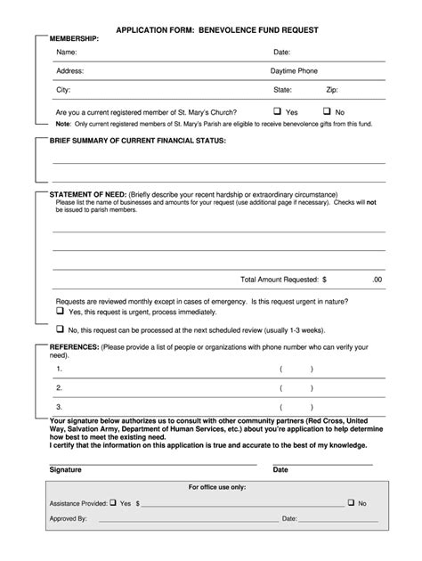 Application For Benevolence Fill Online Printable Fillable Blank