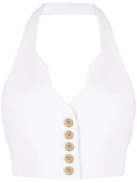 Pinko Halterneck Crop Top White