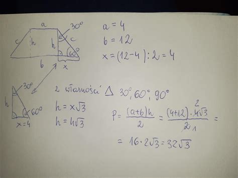 oblicz pole trapezu równoramiennego o podstawach 12 i 4 oraz kącie