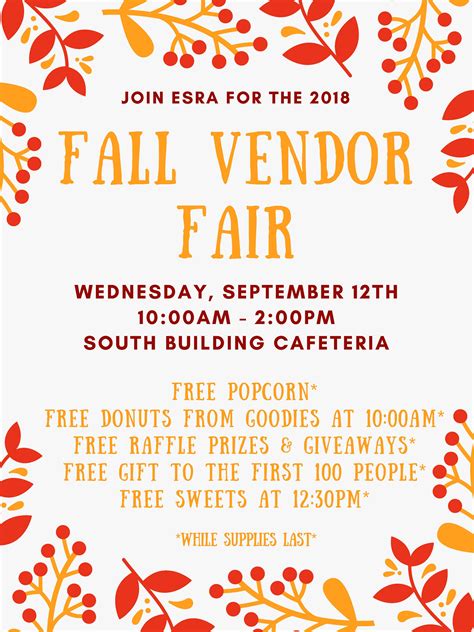 2018 Fall Vendor Fair Flyer Usda Employee Services And Recreation