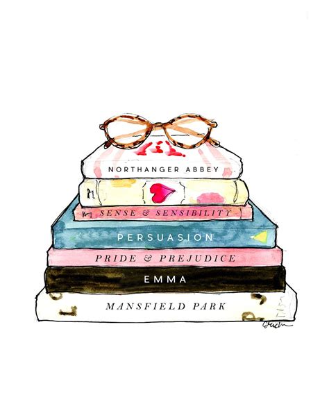 Art Print The Jane Austen Book Stack Cute Wall Art Home Decorating