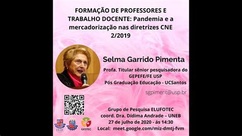 Live sobre Formação de Professores e Trabalho Docente a Profª Drª