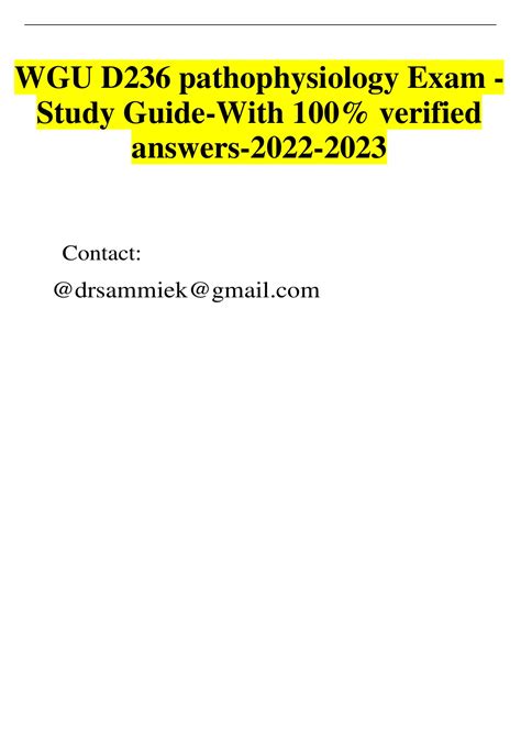 WGU D236 Pathophysiology Exam Study Guide With 100 Verified Answers