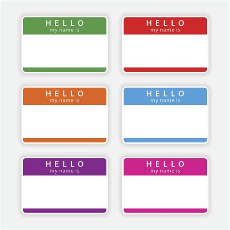 Color Blank Nametag Hello My Name Is Sticker Tag Label By 1001