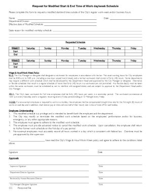 Fillable Online Alternate Work Schedule Request Form Fax Email Print