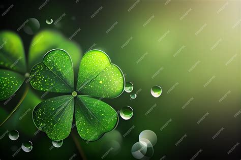 Premium Photo Festive Background With Shining Clover Shamrocks And