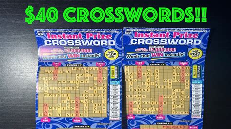 Crosswords Instant Prize Crossword Ca Scratchers Youtube