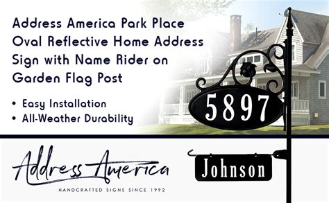 Address America Usa Handcrafted Park Place Oval Reflective 911 Home Address Sign For Yard With