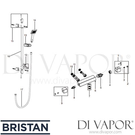 Bristan Qd Shxsmff C Quadrato Thermostatic Bar Shower With Single Function Handset Spare Parts