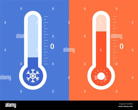 Hot And Cold Temperature Flat Design Style Vector Illustration Stock