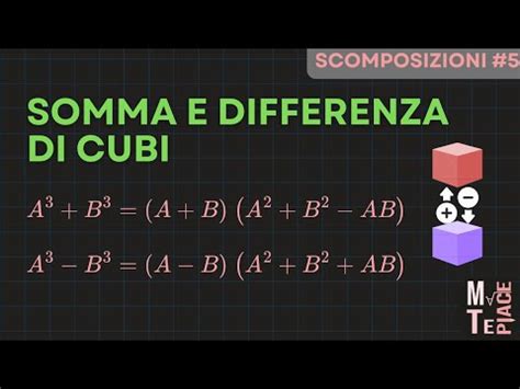 Scomposizione Della Somma E Differenza Di Cubi Esercizi In Ordine Di