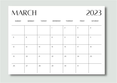 2023 Monthly Printable Blank Calendar Landscape PDF Letter Etsy Canada