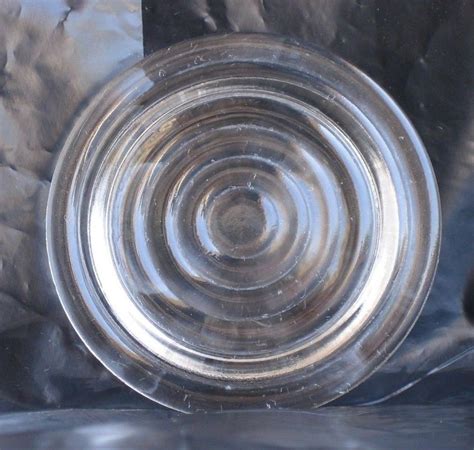 Vtg Flat Top Glass Jar Lid Only Stopper Cap Top Apothecary Candy Circles Round Glass Jars