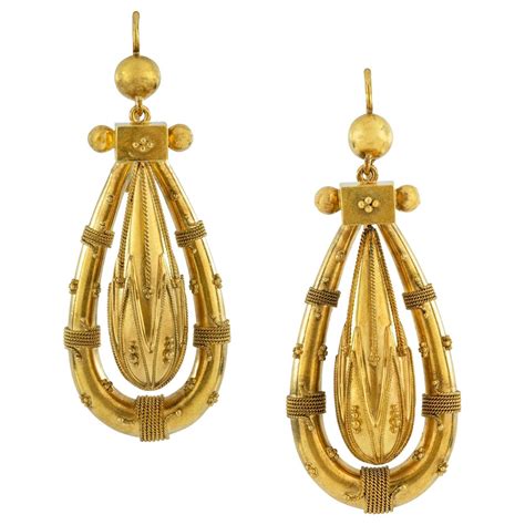 Victorian Era Etruscan Revival Gold Urn Earrings At 1stDibs