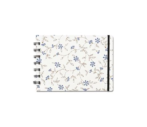 Cuaderno Chico Tapa Dura Apaisado Liso Flor Azul El Tigre Azul