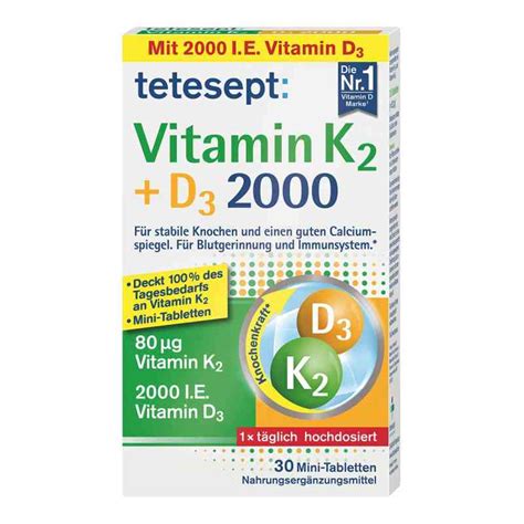 Tetesept Vitamin K2 D3 2000 Tabletten 30 Stk