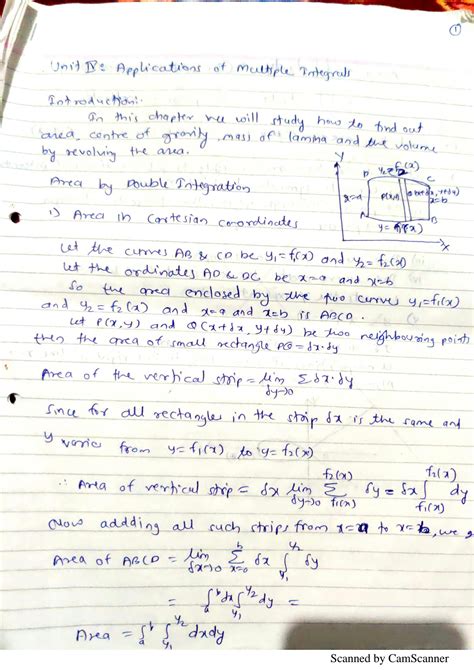 Solution Written Notes Application Of Multiple Integral Multiple