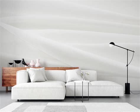 Serene and oh so calm photo wallpaper. White wallcovering design