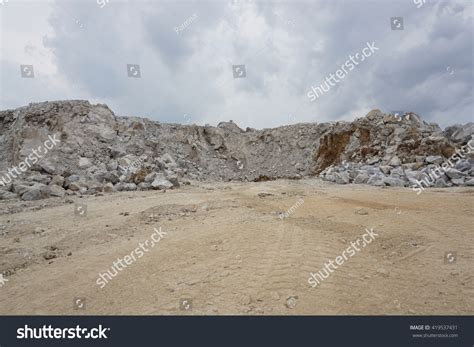 Limestone Mining Open Pit Mine Cambodia Stock Photo