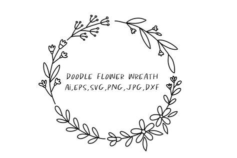 Flower Wreath Hand Drawn Svg Graphic By Mangpor2004 · Creative Fabrica