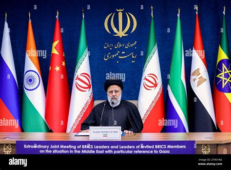 Tehran Iran 21st Nov 2023 Iranian President Ebrahim Raisi Speaks