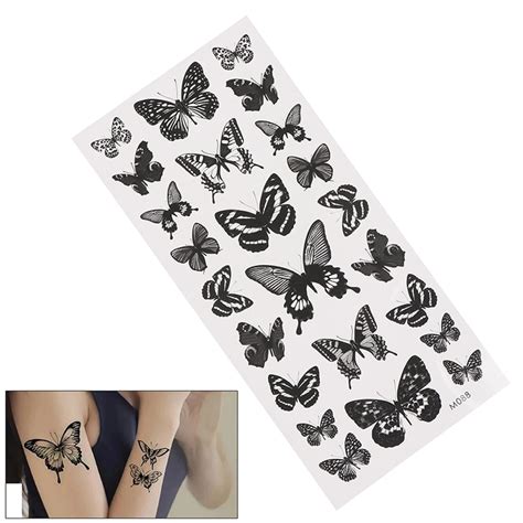 Tatoo 3d Girl Women Waterproof Black Butterfly Temporary Tattoo Sticker Body Art Fake Tatto