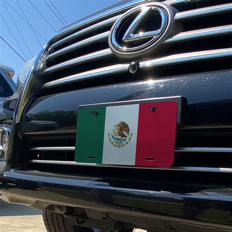 Bandera De México Brushed Aluminum Mexican Flag License Plate and