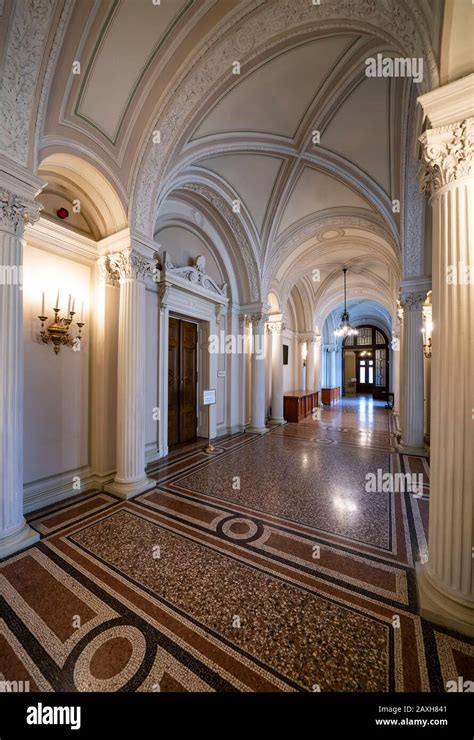 Interior of the Hungarian Academy of Sciences (MTA), its central ...