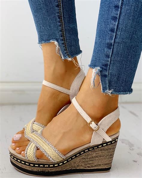 Braided Detail Platform Wedge Sandals Online Discover Hottest Trend Fashion At