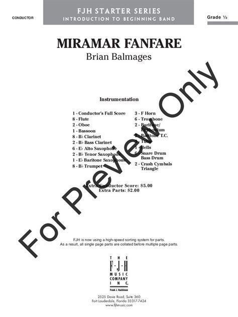 Miramar Fanfare By Brian Balmages J W Pepper Sheet Music Drum And