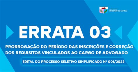 Errata Processo Seletivo Simplificado N Prefeitura De